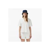 Lacoste Kadın Regular Fit Kısa Kollu Monogram Beyaz Gömlek