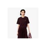 Lacoste Kadın Relaxed Fit Bisiklet Yaka Bordo T-Shirt