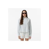 Lacoste Kadın Relaxed Fit Çizgili Mavi Gömlek