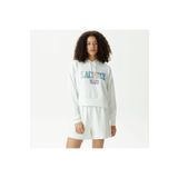 Lacoste Kadın Relaxed Fit Kapüşonlu Baskılı Beyaz Sweatshirt