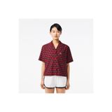 Lacoste Kadın Relaxed Fit Kısa Kollu Monogram Bordo Gömlek
