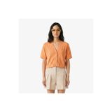 Lacoste Kadın Relaxed Fit Kısa Kollu V Yaka Keten Turuncu Hırka