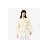 Lacoste Kadın Relaxed Fit Polo Yaka Bej Sweatshirt