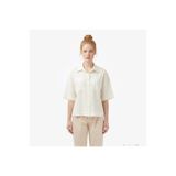 Lacoste Kadın Relaxed Fit Truvakar Kollu Keten Krem Gömlek
