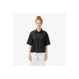 Lacoste Kadın Relaxed Fit Truvakar Kollu Keten Siyah Gömlek