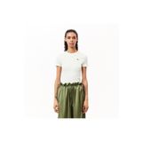 Lacoste Kadın Slim Fit Bisiklet Yaka Beyaz T-shirt