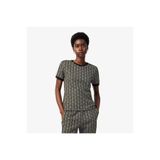Lacoste Kadın Slim Fit Bisiklet Yaka Monogram Kahverengi T-Shirt