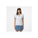 Lacoste Kadın Slim Fit Kısa Kollu Yarım Fermuarlı Beyaz Polo