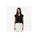 Lacoste Kadın Slim Fit Kolsuz V Yaka Siyah Bluz