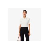 Lacoste Kadın Slim Fit Polo Yaka Beyaz Triko