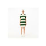 Lacoste Kadın Slim Fit Polo Yaka Çizgili Beyaz Elbise