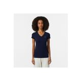 Lacoste Kadın Slim Fit V Yaka Lacivert T-shirt