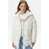 Lacoste Kapitone Syntetic Fill Jacket Dik Yaka Krem Kadın Mont - 38