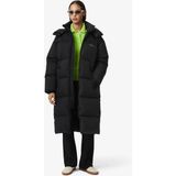 Lacoste Long Oversized Down Fill Jacket Çıkarılabilir Kapüşonlu Kaz Tüyü Kadın Parka Siyah - 42
