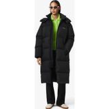 Lacoste Long Oversized Down Fill Jacket Çıkarılabilir Kapüşonlu Kaz Tüyü Kadın Parka Siyah