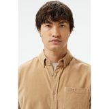 Lacoste Men's Regular Fit Button-Down Collar Velvet Shirt Brown Erkek Düğmeli Yaka Kadife Gömlek Kahverengi - 39