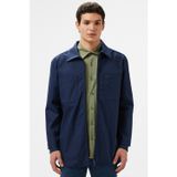 Lacoste Men's Regular Fit Full Zip Shirt Tam Fermuar Organik Pamuk Erkek Gömlek Lacivert