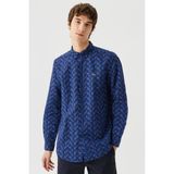 Lacoste Mens Regular Fit Navy Shirt Standart Kesim Düğmeli Erkek Keten Gömlek Lacivert