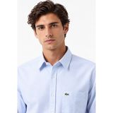 Lacoste Men's Regular Fit Shirt Organik Pamuk Çizgili Erkek Gömlek Açık Mavi - Beyaz