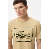Lacoste Men's Regular Fit Tshirt Pamuklu Bisiklet Yaka Erkek Tişört Bej