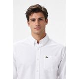 Lacoste Mens Regular Fit White Shirt Standart Kesim Organik Pamuk Erkek Gömlek Beyaz - XL