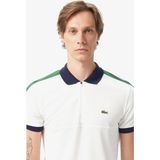 Lacoste Men's Regular Fit Zippered Polo T-Shirt Erkek Fermuarlı Polo Yaka Renk Bloklu Tişört Beyaz