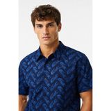 Lacoste Men's Relaxed Fit Navy Shirt Bol Kesim Erkek Kısa Kol Gömlek Lacivert - L - XL