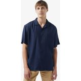 Lacoste Men's Relaxed Fit Shirt Rahat Kesim Kısa Kollu Erkek Keten Gömlek Lacivert - XL