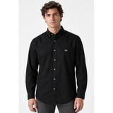 Lacoste Mens Slim Fit Black Shirt Dar Kesim Pamuklu Erkek Gömlek Siyah