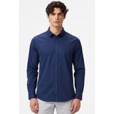 Lacoste Mens Slim Fit Navy Cotton Shirt Dar Kesim Erkek Gömlek Lacivert