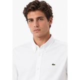 Lacoste Mens Slim Fit White Cotton Shirt Dar Kesim Pamuklu Erkek Gömlek Beyaz - XL