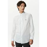 Lacoste Mens Slim Fit White Shirt Dar Kesim Pamuklu Erkek Gömlek Beyaz - XL