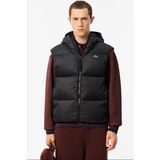 Lacoste Men's Water-Repellent Puffer Vest Kaz Tüyü Dolgu Sabit Kapüşonlu Suitici Yelek Siyah - 56