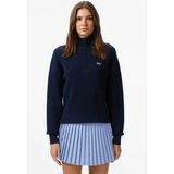 Lacoste Relaxed Fit Uzun Kollu Yarım Fermuarlı Kadın Triko Kazak Lacivert - 36