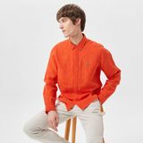 Lacoste Slim Fit Keten Gömlek - Turuncu - XL