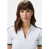 Lacoste Slim Fit Kısa Kollu Yarım Fermuarlı Polo Yaka Full Likralı Triko Tişört Beyaz