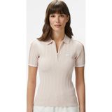 Lacoste Slim Fit Kısa Kollu Yarım Fermuarlı Polo Yaka Full Likralı Triko Tişört Pudra Pembe