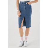 Lacoste Slim Fit Womens Skirt Dar Kesim Yırtmaçlı Kadın Kot Etek Lacivert - 38