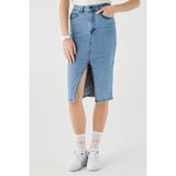 Lacoste Slim Fit Womens Skirt Dar Kesim Yırtmaçlı Kadın Kot Etek Mavi - 40