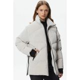 Lacoste Syntehic Fill Womens Jacket Dik Yakalı Dolgu Kadın Şişme Mont Gri - 40