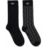 Lacoste Unisex Baskılı Pamuklu 2 Çift Uzun Çorap Siyah - 44 - 46