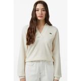 Lacoste Women's Classic Fit Polo Collar Cream Sweater Kadın Polo Yaka Clasic Fit Yün Kaşmir Kazak Krem - 38