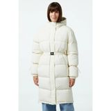Lacoste Womens Down Fill Jacket Sabit Kapüşonlu Kaz Tüyü Kadın Parka Krem - 42