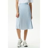 Lacoste Women's Fashion Show Edition Belted Pleated Skirt Geniş Kalıp Kemerli Pileli Kadın Kot Etek Mavi - 38