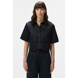 Lacoste Womens Regular Fit Black Shirt Standart Kesim Yarım Kollu Çıtçıt Düğmeli Kadın Gömlek Siyah - 36