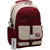LaddyCo Çok Bölmeli Modern Okul Sırt Çantası Unisex Okul Çantası 26012 - Bordo - Beyaz