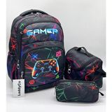 LaddyCo Ilkokul Çantası Erkek Çocuğu 3`lü Set Siyah Ilk Okul Çantası Karakter Baskılı Takım - sırt çantası - 18S-Siyah - Çanta ölçüleri: boy 40cm En: 30 cm Genişlik:18 cm, Beslenme ölçüleri: boy: 18 cm En:21 cm Derinlik: 9 cm