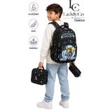 LaddyCo İlkokul Çantası Erkek Çocuğu 3`lü Set Siyah İlk Okul Çantası Space Karakter Baskılı Takım