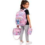 LaddyCo Ilkokul Çantası Kız Çocuğu 3`lü Set Renkli Ilk Okul Çantası Karakter Baskılı Takım - 7134P - Pudra