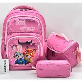 Laddyco Ilkokul Çantası Kız Çocuğu 3`lü Set Renkli Ilk Okul Çantası Karakter Baskılı Takım - sırt çantası - Pembe - Çanta ölçüleri: boy 40cm En: 30 cm Genişlik:18 cm, Beslenme ölçüleri: boy: 18 cm En:21 cm Derinlik: 9 cm